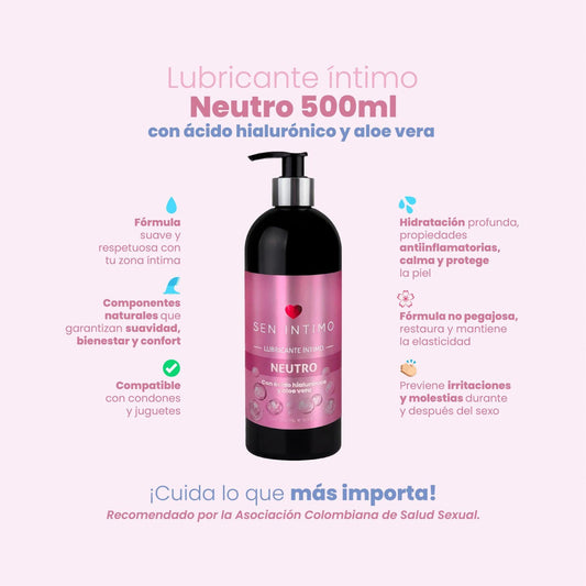 Lubricante Neutro con Ácido Hialurónico y Aloe Vera x 500 ml