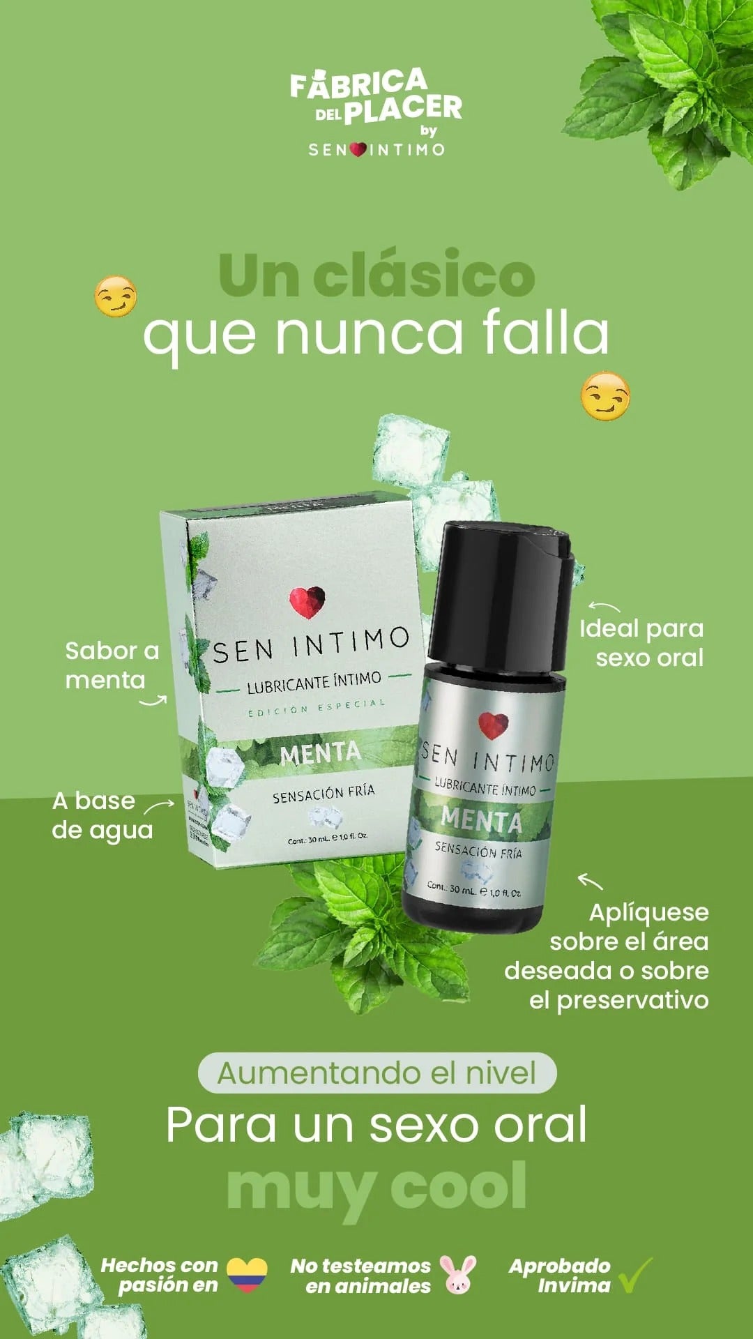 Lubricante Menta X 30 ml Sen Intimo